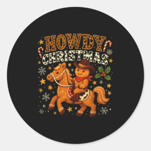 Hallo Weihnachts-Cowboy Lebkuchen-Design  Runder Aufkleber