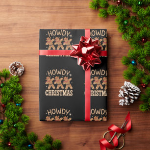 Hallo Weihnachts-Cowboy Lebkuchen Western Xmas Geschenkpapier