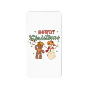 Hallo Weihnachts-Cowboy-Schneemann Western Lustig Adressaufkleber