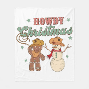 Hallo Weihnachts-Cowboy-Schneemann Western Lustig Fleecedecke