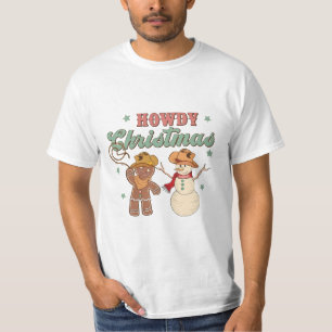 Hallo Weihnachts-Cowboy-Schneemann Western Lustig T-Shirt