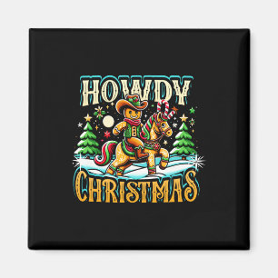 Hallo Weihnachts-Gingerbread-Mann-Cowboy-Reittier Magnet
