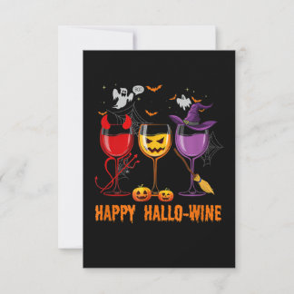Hallo-Wein lustig halloween Glaswein trinken Dankeskarte