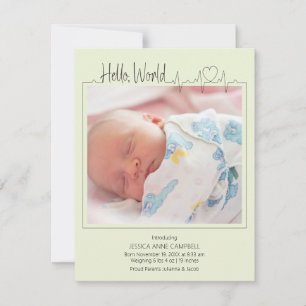 Hallo, Welt Baby-Ankündigungskarte Ankündigung