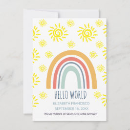 Hallo Welt Boho Regenbogen Sonne Geburtsankündigun Einladung