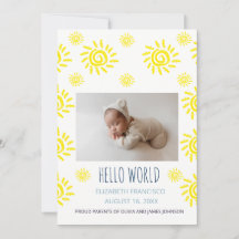 Hallo Welt Boho Sonnen Geburt Baby Ankündigung