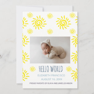 Hallo Welt Boho Sonnen Geburt Baby Ankündigung