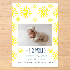 Hallo Welt Boho Sonnen Geburt Baby Ankündigung Acr