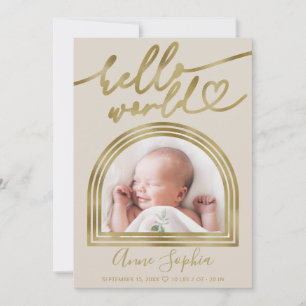 Hallo Welt Chic Arch Rahmen Geburtsanzeige Feiertagskarte