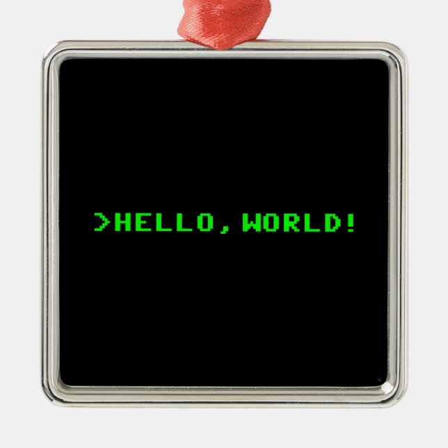 Hallo Welt Computerprogrammierung Silbernes Ornament (Vorne)