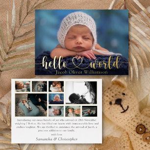 Hallo Welt Foto Collage Gold Baby Ankündigung