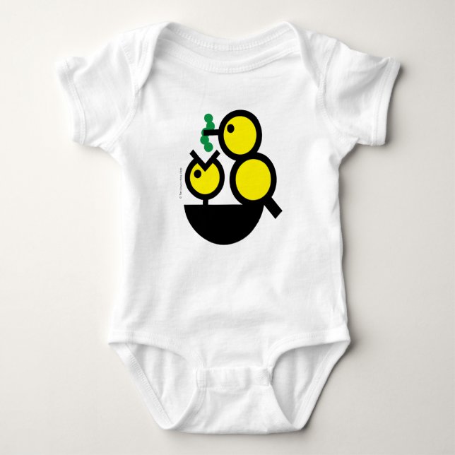 Hallo Welt! Hungriges Chick Bodysuit Baby Strampler (Vorderseite)