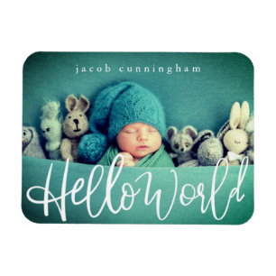 Hallo Welt! Moderne, spielerische Script-Baby-Gebu Magnet