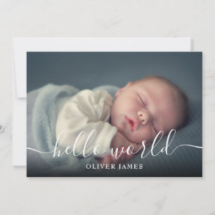 Hallo Welt Skript Baby Junge Blau Geburt Ankündigung