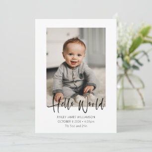 Hallo Welt Skript Willkommen Baby Foto Geburt Ankündigung