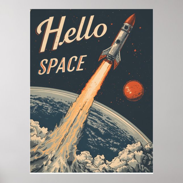 Hallo Weltall-Retro Futurismus Poster (Vorne)