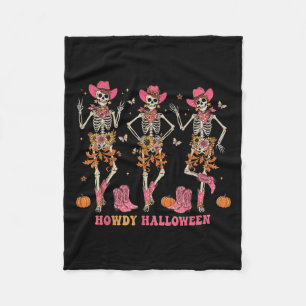 Hallo Westernskelett-Cowgirls tanzen Halloween Fleecedecke