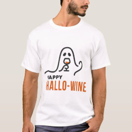 Hallo-Wine Ghost Drinking Halloween Wine Lover T-Shirt