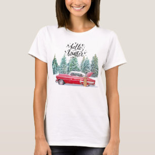 Hallo Winter - Antikes Rotes Auto T-Shirt