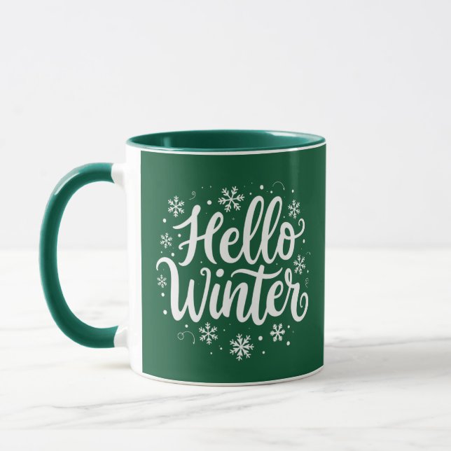 Hallo Winter Elegante Weihnachten Zwei Tone Kaffee Tasse (Links)