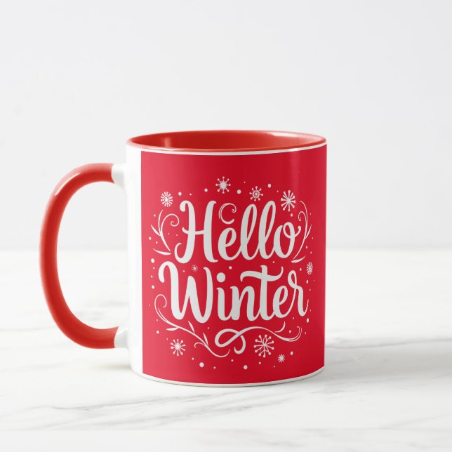 Hallo Winter Elegante Weihnachten Zwei Tone Kaffee Tasse (Links)