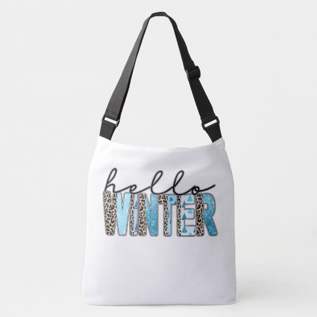 Hallo Winter Fun Leopard Tragetaschen Mit Langen Trägern (Vorderseite)