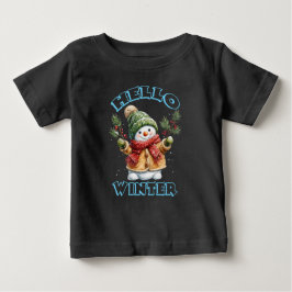 Hallo Winter Lustiger Schneemann Baby T-shirt