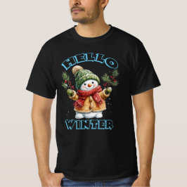 Hallo Winter Lustiger Schneemann T-Shirt