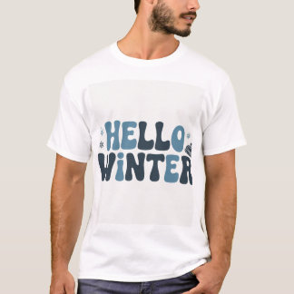 Hallo Winter Retro Groovy Ästhetik Typografie Shi T-Shirt