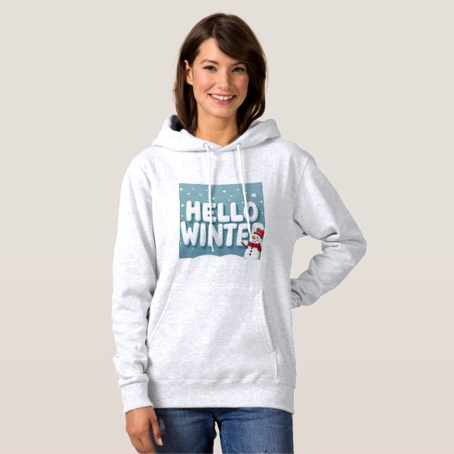 Hallo Winter Schneemann Hoodie (Vorne ganz)