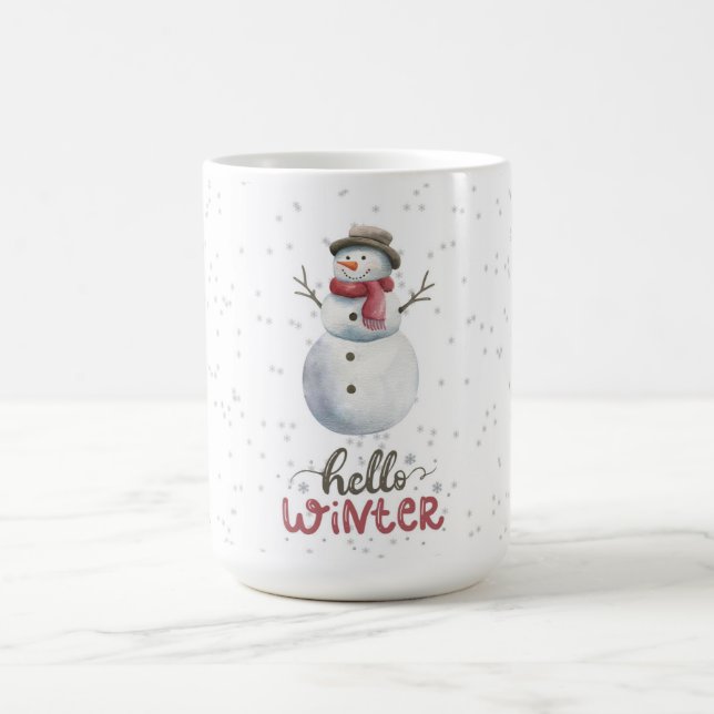 "Hallo Winter" Schneemann-Tasse Kaffeetasse (Mittel)
