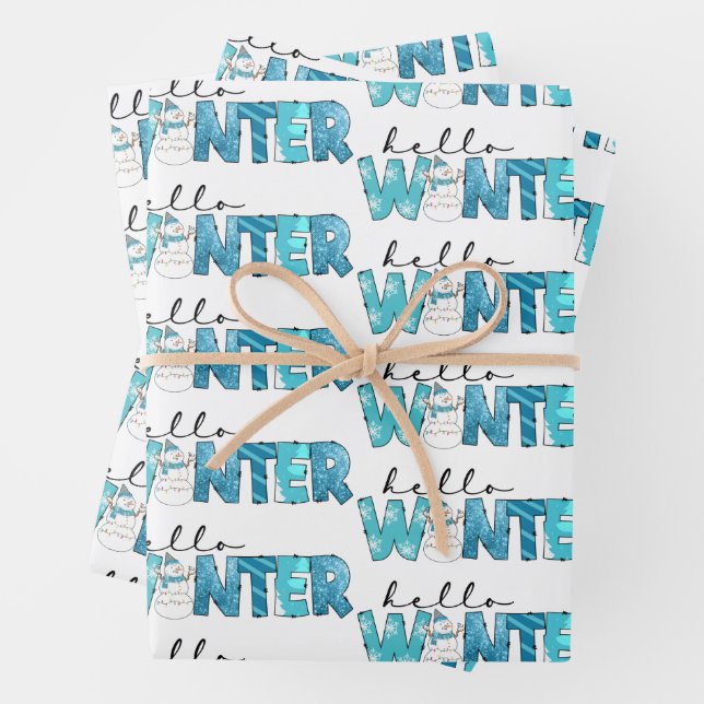Hallo Winter Snowman Customize Geschenkpapier Set (Beispiel)