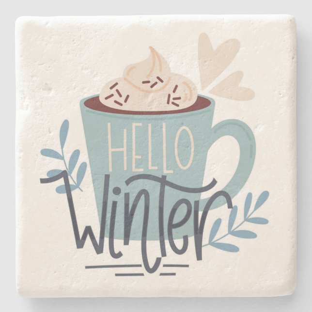 Hallo Winter Steinuntersetzer (Vorderseite)