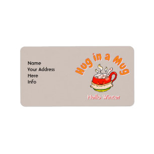 Hallo Winter Umarmung in einer Tasse Cozy Kawaii I Adressaufkleber