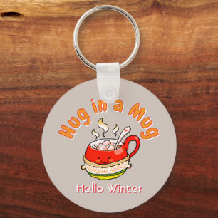 Hallo Winter Umarmung in einer Tasse Cozy Kawaii I Schlüsselanhänger