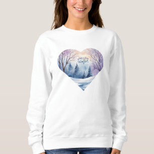Hallo Winter Watercolor Herz Sweatshirt