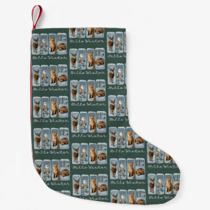 Hallo Wintertiere Hirsch Eule Fuchs Bär Gemütliche Kleiner Weihnachtsstrumpf