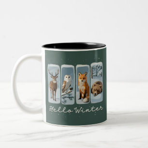 Hallo Wintertiere Hirsche Fox Bär Gemütliche Jahre Zweifarbige Tasse