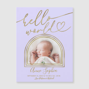 Hallo World Chic Arch Frame Geburtsankündigung Magnetkarte