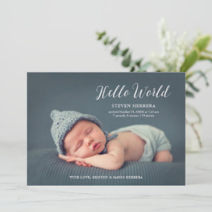 Hallo World Overlay mit Blumendekor Baby Birth Ankündigung