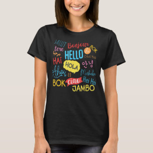 Hallo Wort in Sprachen Unterschiedliche Reise T T-Shirt