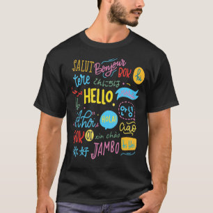 Hallo Wort in verschiedenen Sprachen Reisen und Un T-Shirt