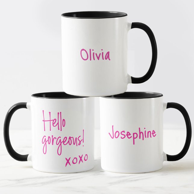 Hallo wunderschöne Galentinstag XOXO Personalisier Tasse (Personalized "Hello Gorgeous!" Mugs for your Galentine's day celebration.)