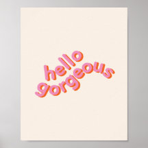 Hallo wunderschöne niedliche rosa Typografie-Wandk