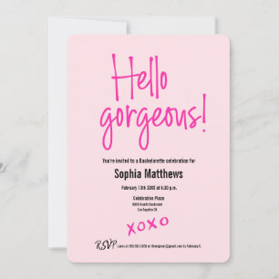 Hallo wunderschöne Pink XOXO Junggesellinnenabschi Einladung