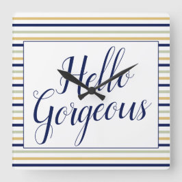 Hallo wunderschöne Streifenhalle Quadratische Wanduhr