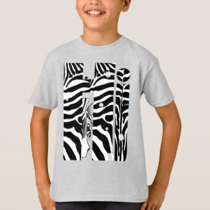 "Hallo" Zebra-schwarze/weiße Streifen abstraktes T-Shirt