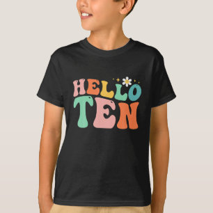 Hallo Zehn 10 Jahre alt 10. Geburtstag Mädchen Alt T-Shirt