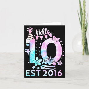 Hallo zehn 2016 süße 10. Geburtstag Tie Dye 10 Jah Karte