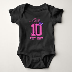 Hallo Zehn Finger Süße Kokette 10. Geburtstag Mädc Baby Strampler